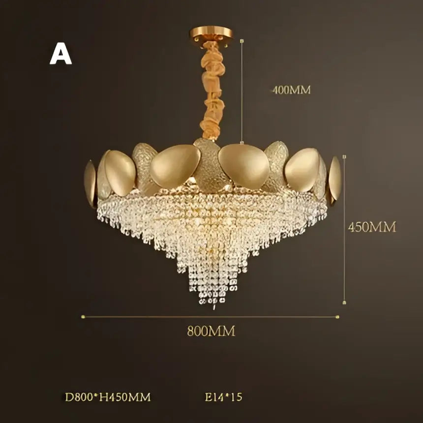 Modern gold crystal chandelier petal led living room pendant light