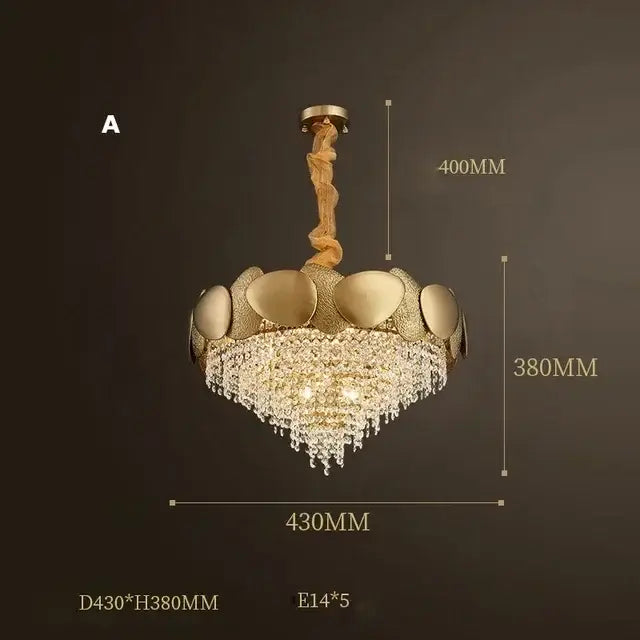 Modern gold crystal chandelier petal led living room pendant light