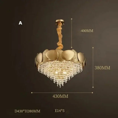 Modern gold crystal chandelier petal led living room pendant light