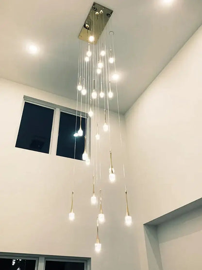 Modern led water droplet glass chandelier staircase light
