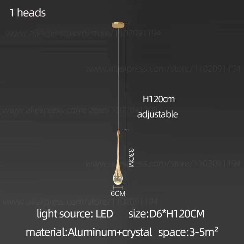 Modern led water droplet glass chandelier staircase light