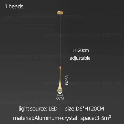 Modern led water droplet glass chandelier staircase light