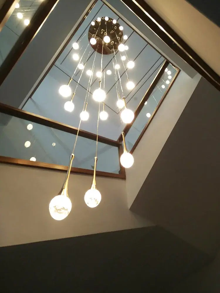 Modern led water droplet glass chandelier staircase light