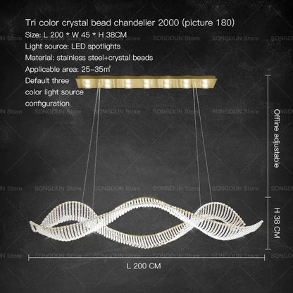 Modern wave silver crystal chandelier dining room light luxury