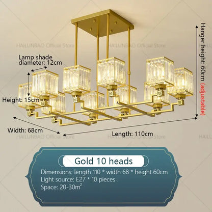 Modern gold crystal chandelier for living room
