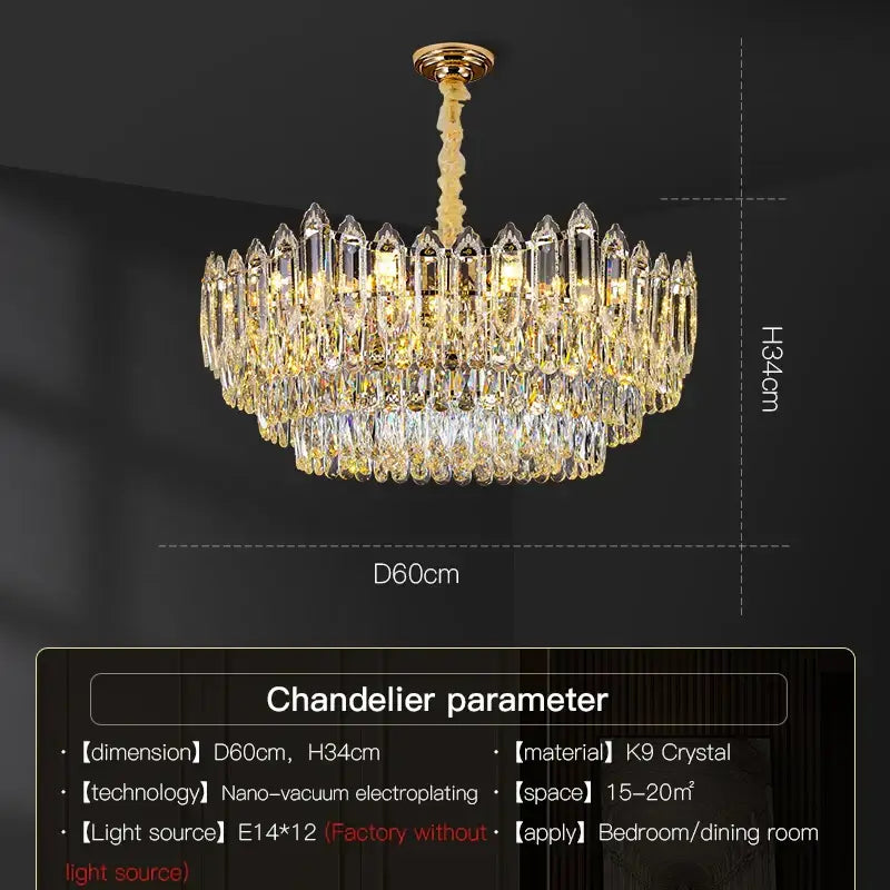 Modern tiered faceted crystal chandelier for dining room