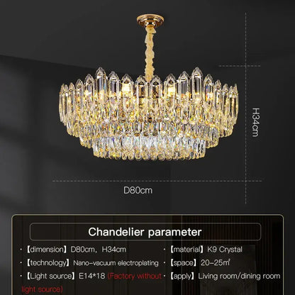 Modern tiered faceted crystal chandelier for dining room