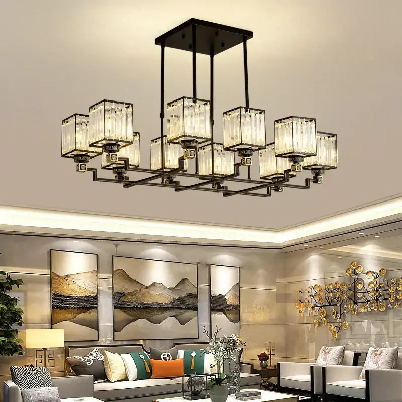 Modern gold crystal chandelier for living room