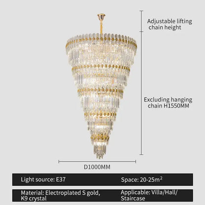 Modern gold crystal chandelier for dining room