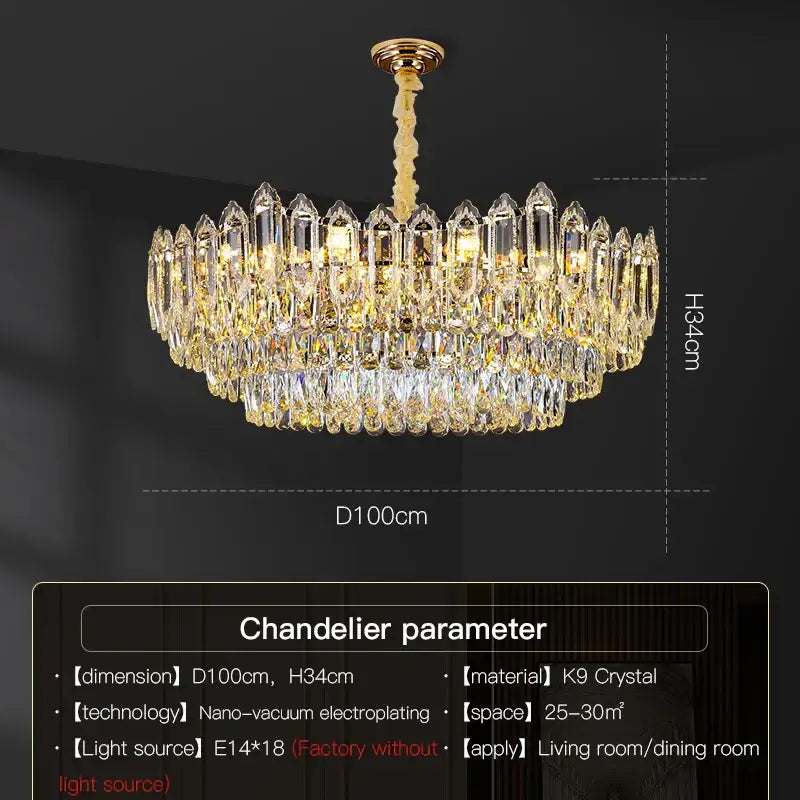 Modern tiered faceted crystal chandelier for dining room
