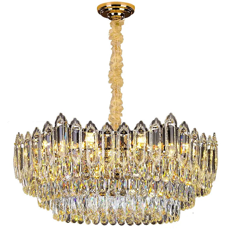 Modern tiered faceted crystal chandelier for dining room