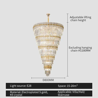Modern gold crystal chandelier for dining room
