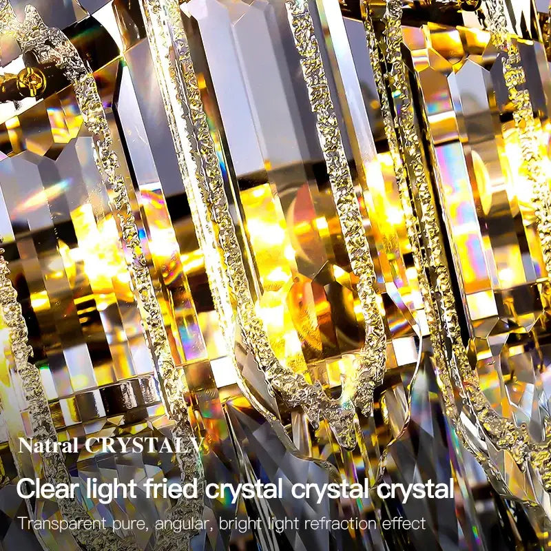 Modern tiered faceted crystal chandelier for dining room