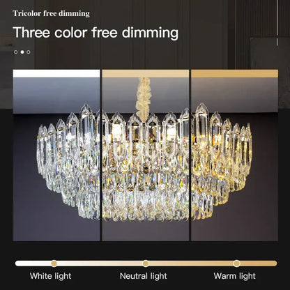 Modern tiered faceted crystal chandelier for dining room