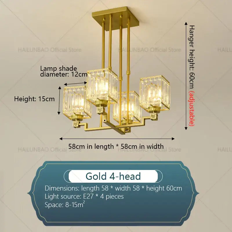 Modern gold crystal chandelier for living room