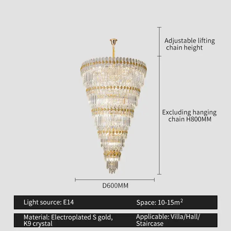 Modern gold crystal chandelier for dining room
