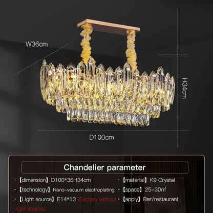 Modern tiered faceted crystal chandelier for dining room