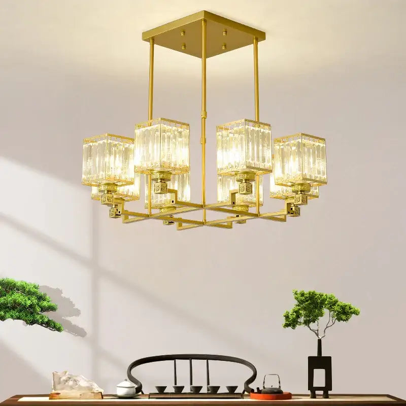 Modern gold crystal chandelier for living room