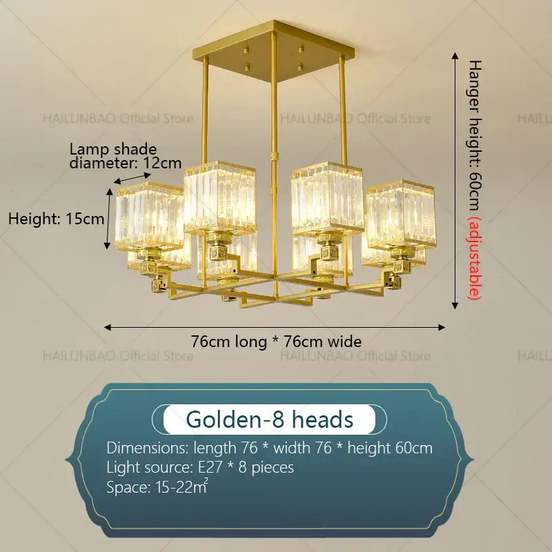 Modern gold crystal chandelier for living room