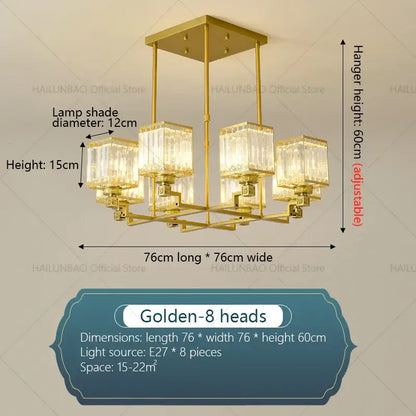 Modern gold crystal chandelier for living room