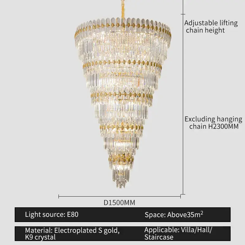 Modern gold crystal chandelier for dining room