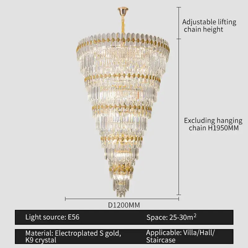 Modern gold crystal chandelier for dining room