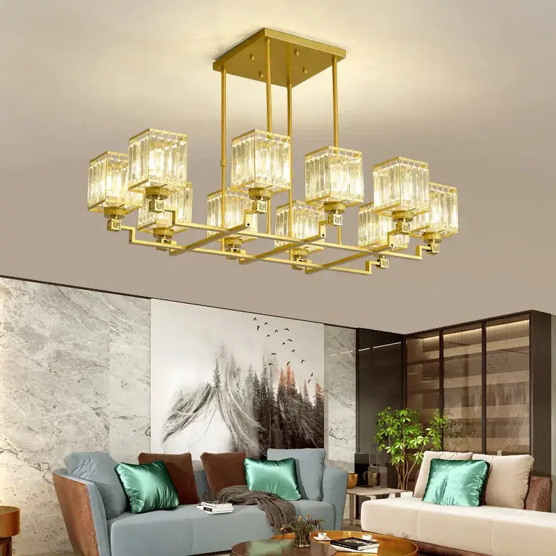 Modern gold crystal chandelier for living room
