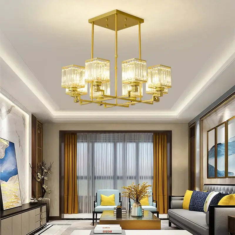 Modern gold crystal chandelier for living room