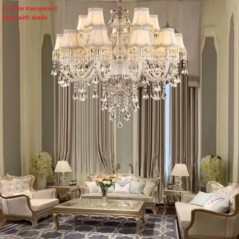 Modern tiered crystal chandelier living room lighting fixture
