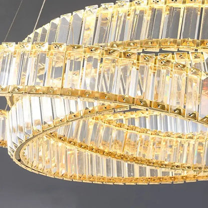 Modern gold double ring crystal chandelier for dining room