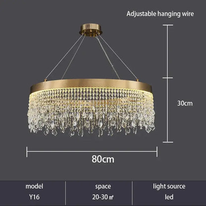 Modern gold crystal chandelier – living room pendant light