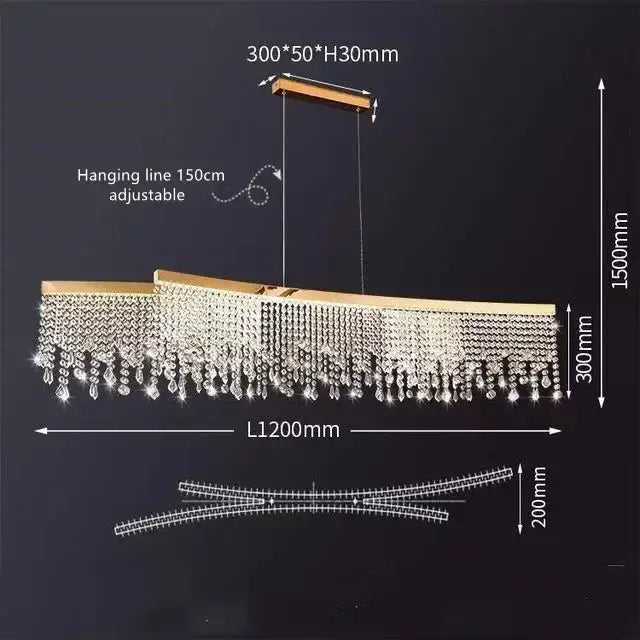 Modern gold crystal chandelier – living room pendant light