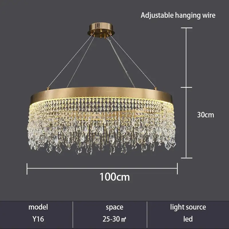 Modern gold crystal chandelier – living room pendant light