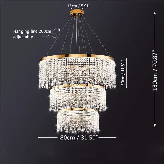 Modern gold crystal chandelier – living room pendant light
