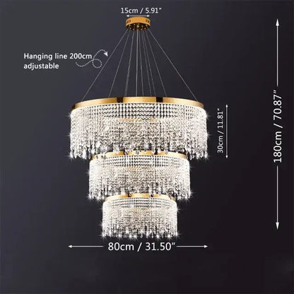Modern gold crystal chandelier – living room pendant light