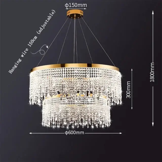 Modern gold crystal chandelier – living room pendant light