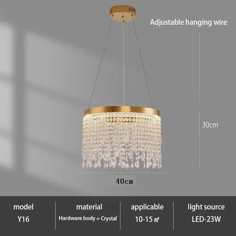 Modern gold crystal chandelier – living room pendant light
