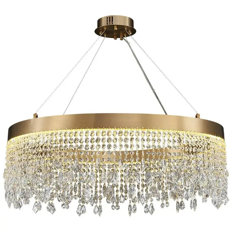 Modern gold crystal chandelier – living room pendant light