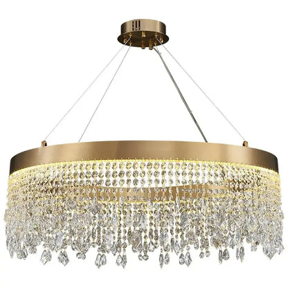 Modern gold crystal chandelier – living room pendant light