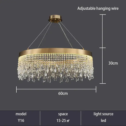 Modern gold crystal chandelier – living room pendant light