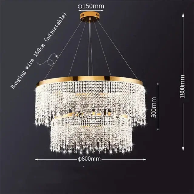 Modern gold crystal chandelier – living room pendant light
