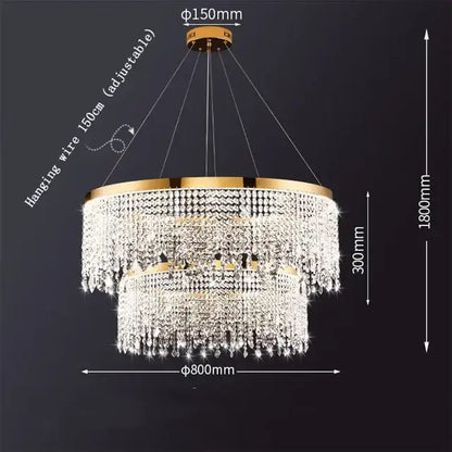 Modern gold crystal chandelier – living room pendant light