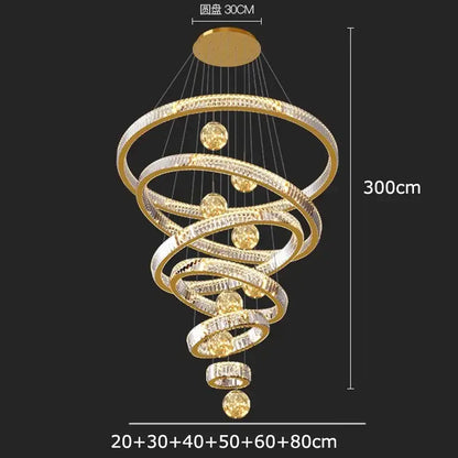 Modern gold spiral decorbites crystal chandelier living room light