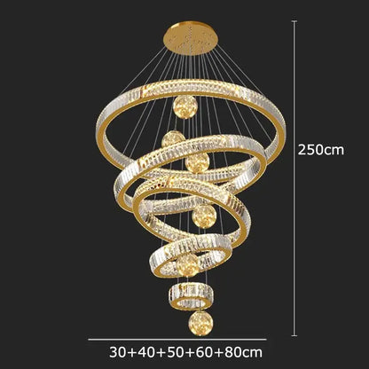 Modern gold spiral decorbites crystal chandelier living room light