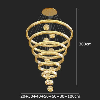 Modern gold spiral decorbites crystal chandelier living room light