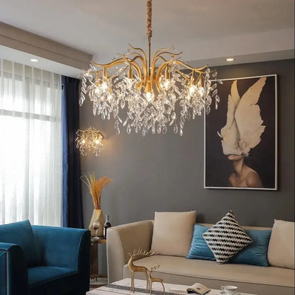 Modern gold crystal chandelier for living room