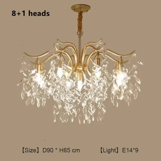 Modern gold crystal chandelier for living room