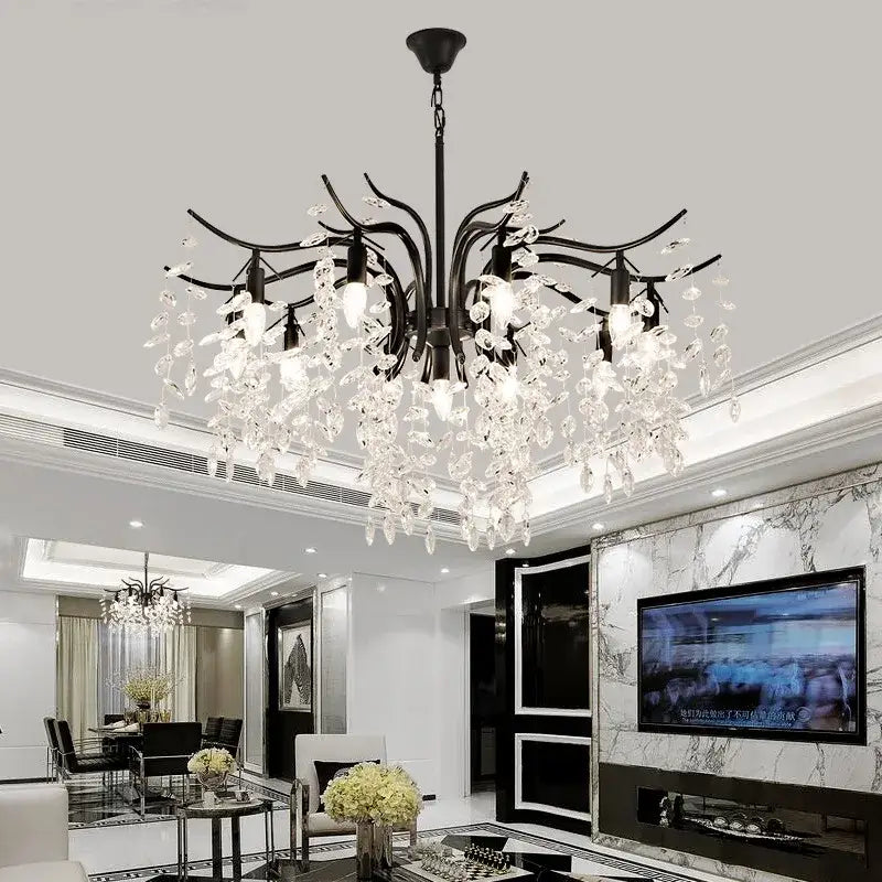 Modern gold crystal chandelier for living room