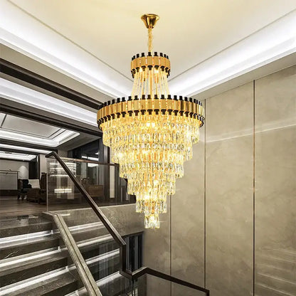 Modern golden tiered crystal chandelier for banquet hall