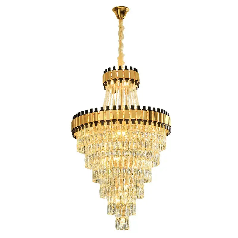 Modern golden tiered crystal chandelier for banquet hall